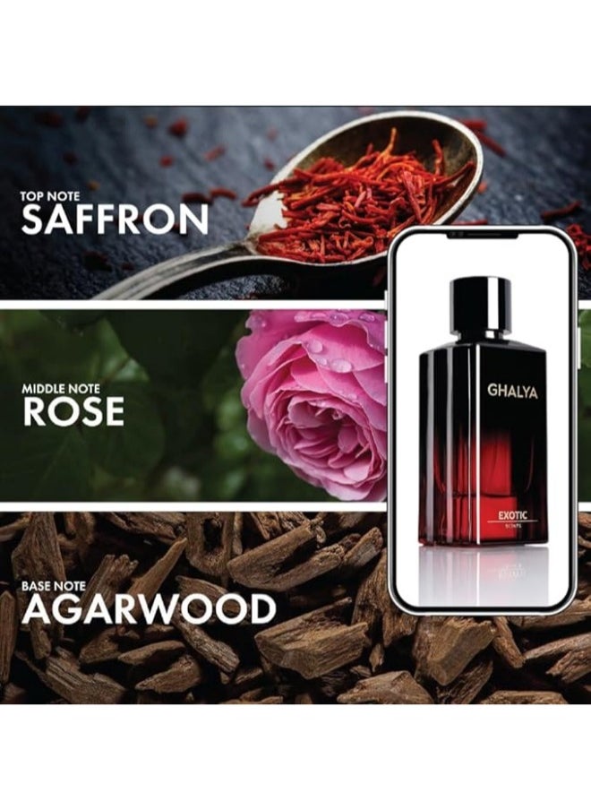 Exotic Scents GHALYA Luxury Eau de Parfume - 80ml | Floral Woody Fragrance Long Lasting Perfume