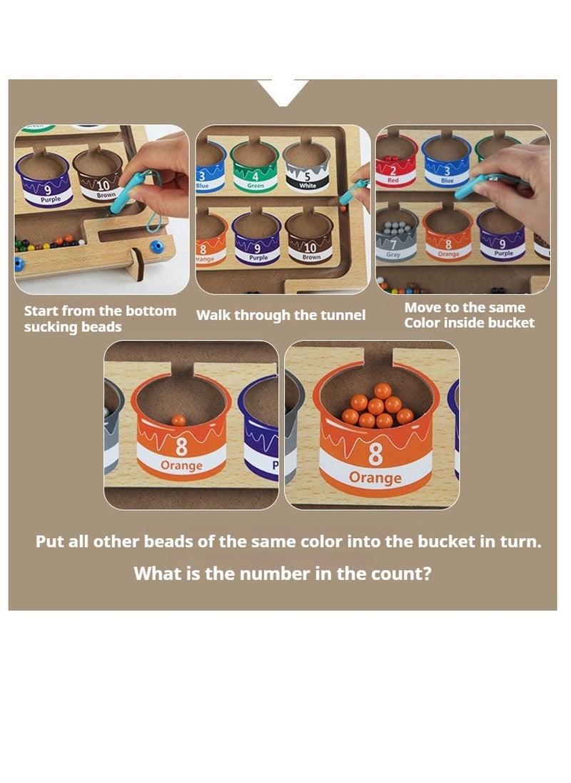 New children's focused training puzzle toys, wooden color classification magnetic ball walking children's pen running early education puzzle toys, ball walking maze toys