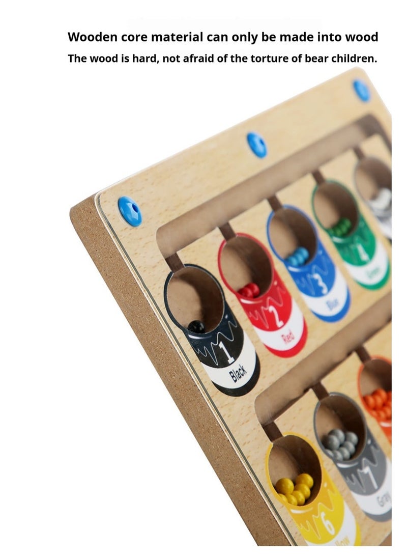 New children's focused training puzzle toys, wooden color classification magnetic ball walking children's pen running early education puzzle toys, ball walking maze toys