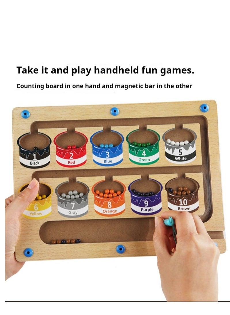 New children's focused training puzzle toys, wooden color classification magnetic ball walking children's pen running early education puzzle toys, ball walking maze toys