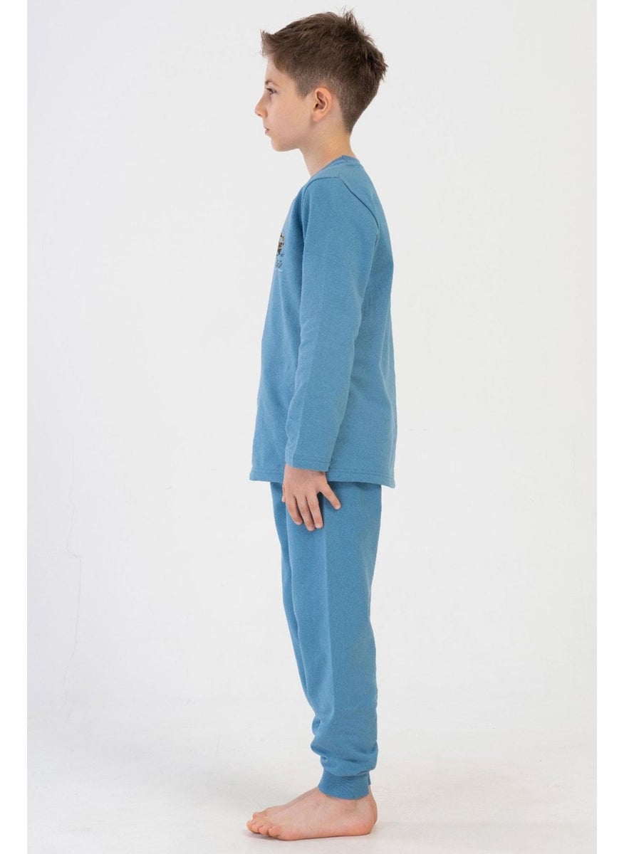Boy 2 Yarn Long Sleeve Blue Pajama Set C6T3N1O304