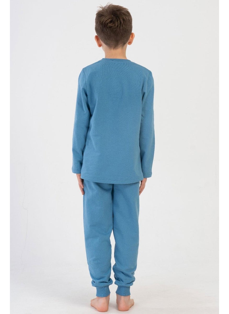 Boy 2 Yarn Long Sleeve Blue Pajama Set C6T3N1O304