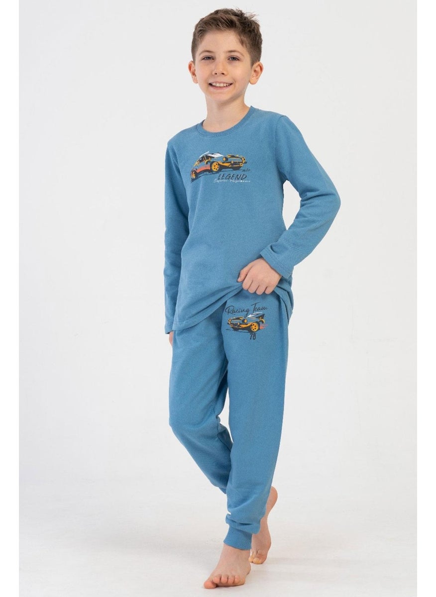 Boy 2 Yarn Long Sleeve Blue Pajama Set C6T3N1O304