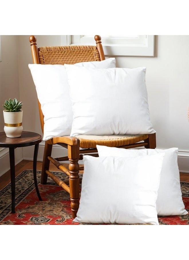 Bedding Throw Pillows Insert Cushion Filler Outer Cover Non Woven Hollowfiber Filling 800 Gm Ultra Soft Fiber Size 60X60Cm , 24X24Inch Cushion Inserts Home Decor White (Pack Of 4)