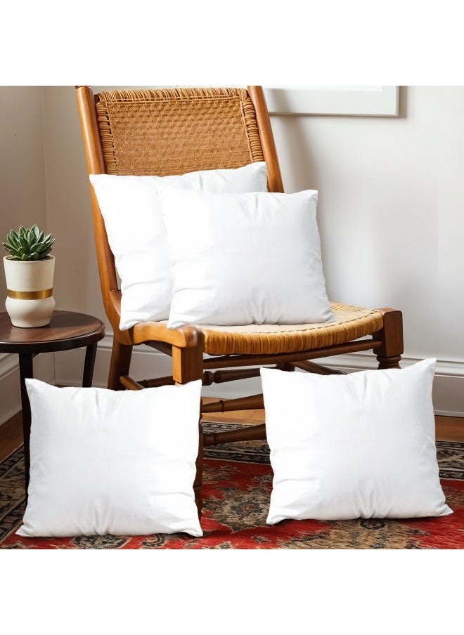 Bedding Throw Pillows Insert Cushion Filler Outer Cover Hd Microfiber Filling 275 Grams Ultra Soft Fiber Size 30X30Cm , 12X12Inch Cushion Inserts Home Decor White (Pack Of 4)