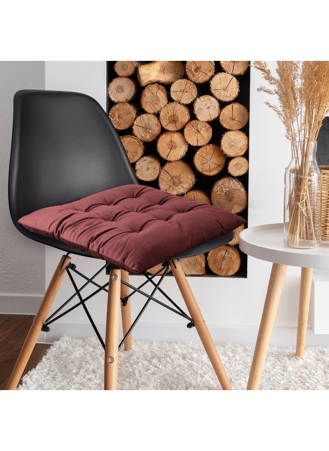 Pack Of 4 Velvet Soft Chair Pad With Seat Ties Suitable For Garden , Kitchen And Office Chairs Indoor And Outdoor Mauve 40X40Cm