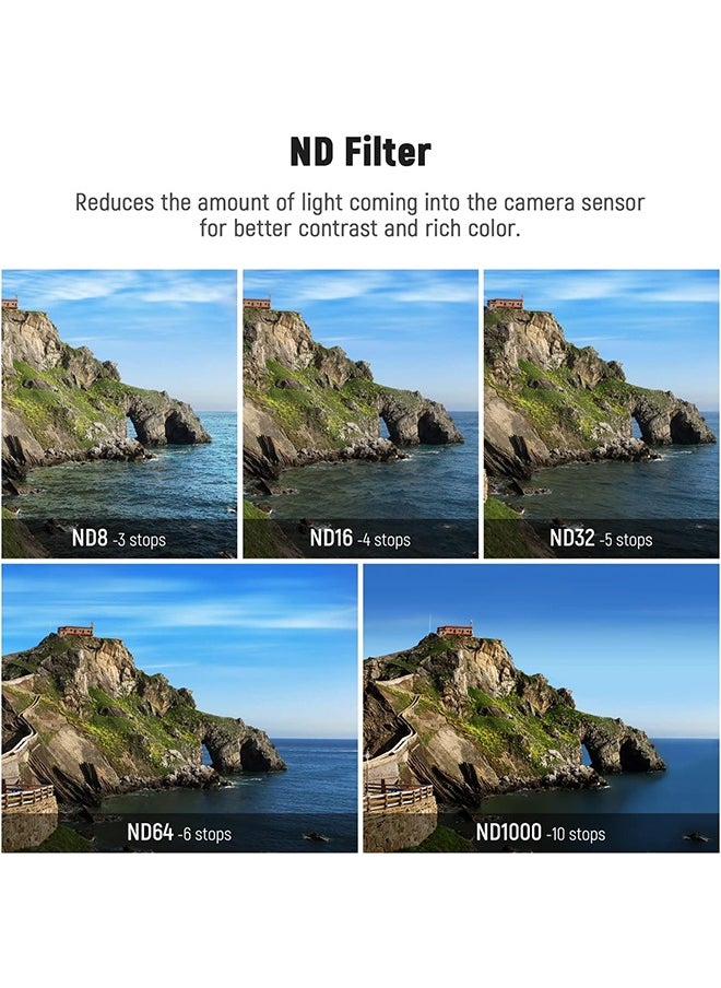 NEEWER ND Filter Set Compatible with GoPro Hero 12 11 10 9 Black, 6 Pack (CPL/ND8/ND16/ND32/ND64/ND1000) Action Camera Accessory Neutral Density Polarizer Lens Filter Kit