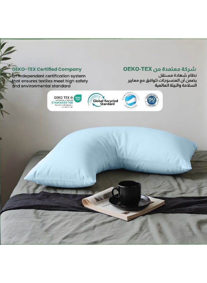 Maternity V-Shaped Extra Smooth Pillow 70X70Cm Suitable For Neck And Back Support Sleeper Pillow Head Support Microfiber Pain Relief Blue