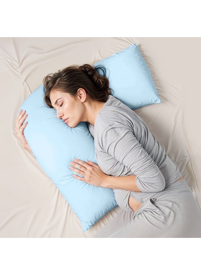 Maternity V-Shaped Extra Smooth Pillow 70X70Cm Suitable For Neck And Back Support Sleeper Pillow Head Support Microfiber Pain Relief Blue
