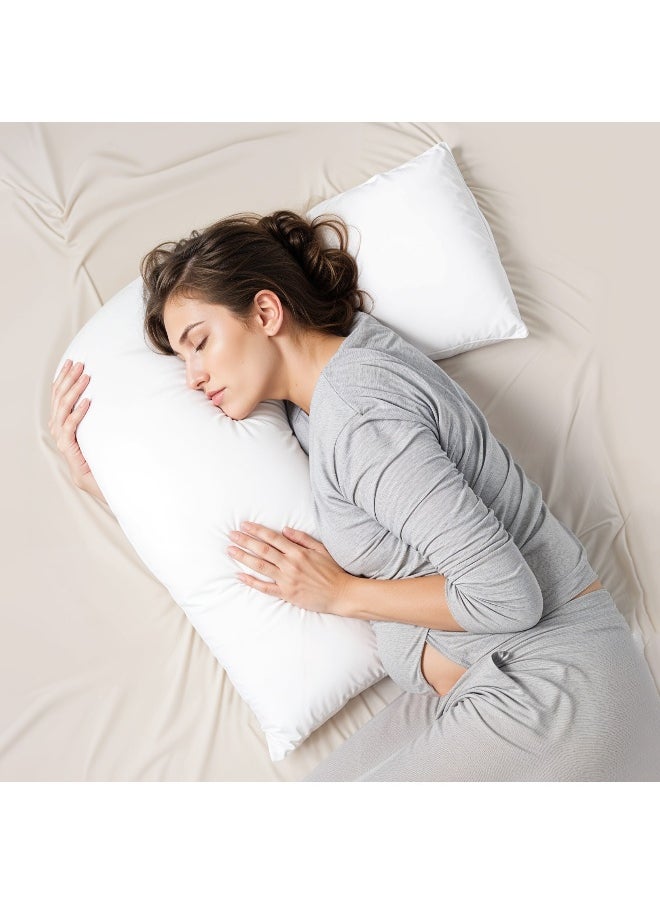 Maternity V-Shaped Extra Smooth Pillow 70X70Cm Suitable For Neck And Back Support Sleeper Pillow Head Support Microfiber Pain Relief White
