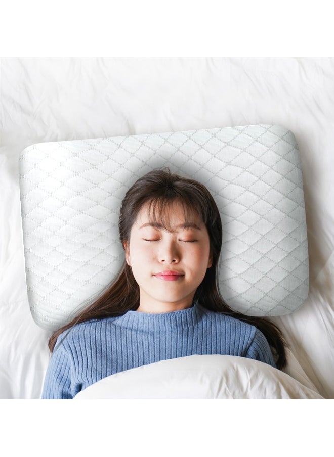 REST Zenith King Memory Foam Anti-Pressure Pillow For Relaxing Sleep with Removble and Washable White Cover 40 cm x 70 cm x 13 cm