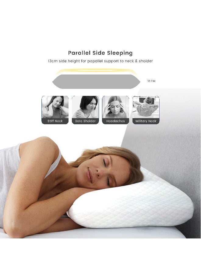 REST Zenith King Memory Foam Anti-Pressure Pillow For Relaxing Sleep with Removble and Washable White Cover 40 cm x 70 cm x 13 cm