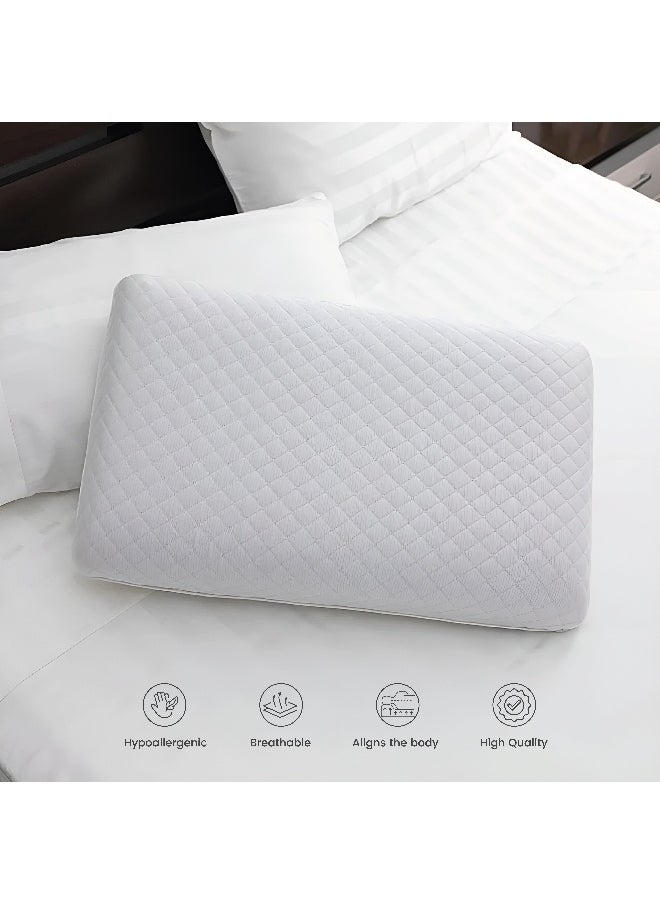 REST Zenith King Memory Foam Anti-Pressure Pillow For Relaxing Sleep with Removble and Washable White Cover 40 cm x 70 cm x 13 cm