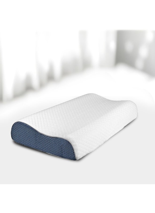 REST Ergonomic Mesh Memory Foam Pillow White 60x35cm (9-11cm) Orthopedic Pillow for Neck and Shoulder Pain Relief Contour Bed Pillows for Side Back Stomach Sleepers with Washable Cover