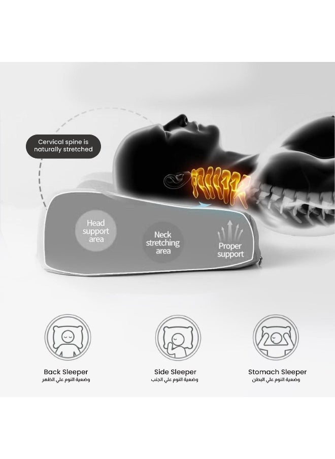 REST Ergonomic Mesh Memory Foam Pillow White 60x35cm (9-11cm) Orthopedic Pillow for Neck and Shoulder Pain Relief Contour Bed Pillows for Side Back Stomach Sleepers with Washable Cover