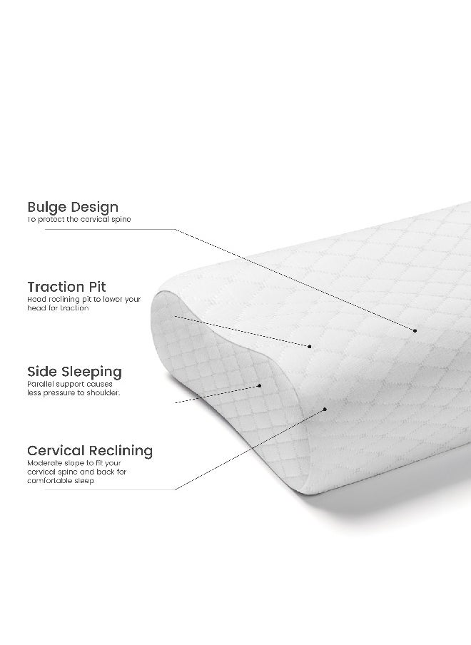 Lunar Memory Foam Knitted Anti Snore Contour Cervical Neck Support Pillow with Removable and Washable White Cover 40x60cm(9x11cm)