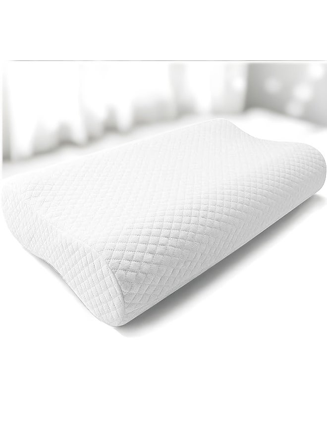 Lunar Memory Foam Knitted Anti Snore Contour Cervical Neck Support Pillow with Removable and Washable White Cover 40x60cm(9x11cm)