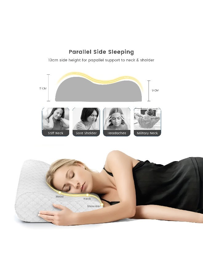 Lunar Memory Foam Knitted Anti Snore Contour Cervical Neck Support Pillow with Removable and Washable White Cover 40x60cm(9x11cm)