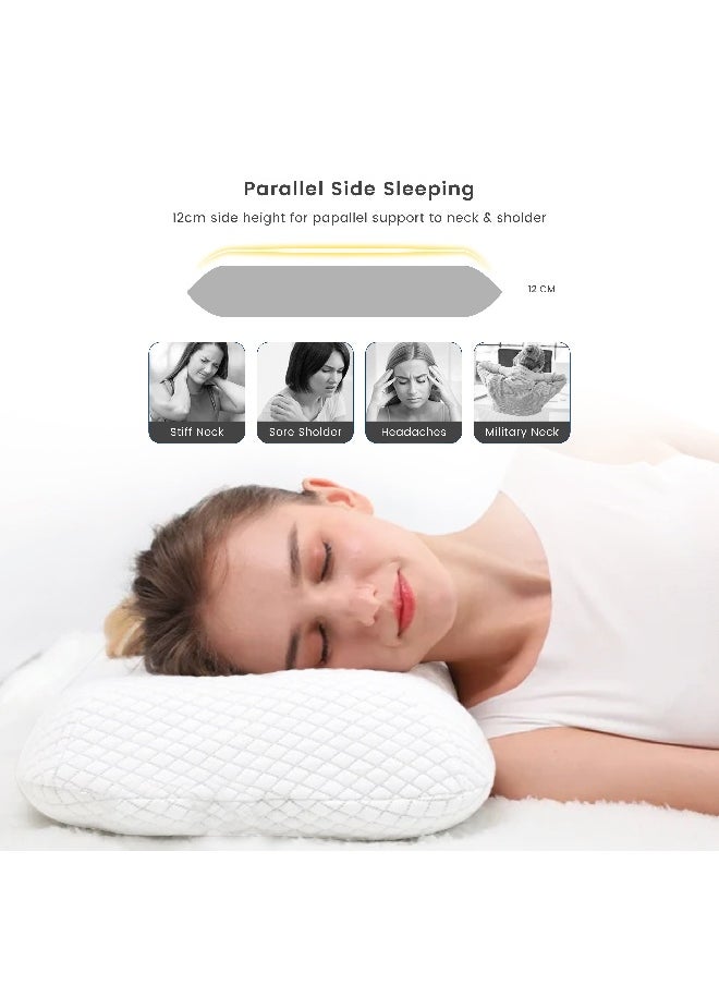 Zenith King Memory Foam Anti-Pressure Pillow For Relaxing Sleep with Removble and Washable White Cover 40 cm x 70 cm x 13 cm