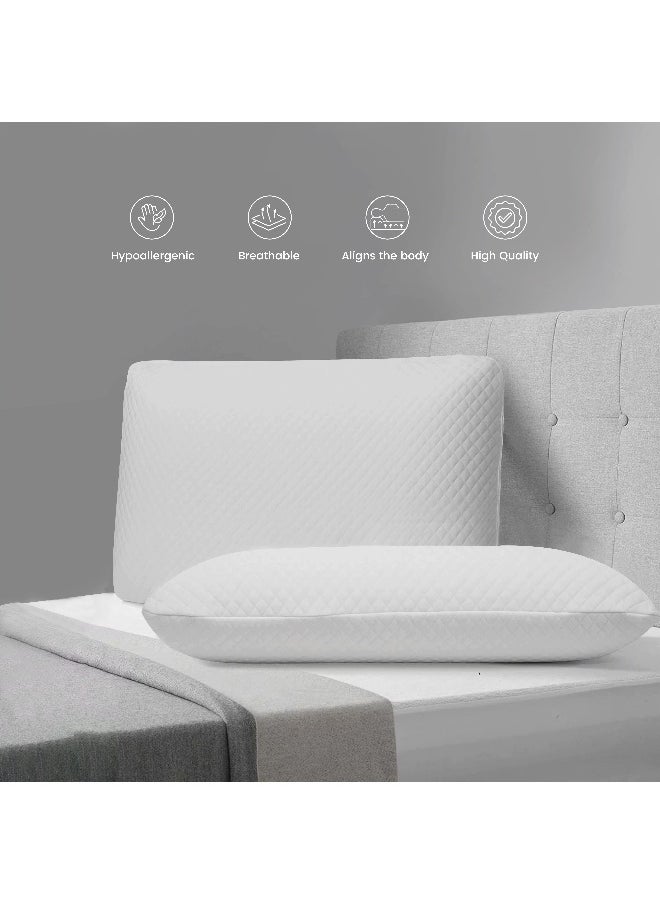 Zenith King Memory Foam Anti-Pressure Pillow For Relaxing Sleep with Removble and Washable White Cover 40 cm x 70 cm x 13 cm