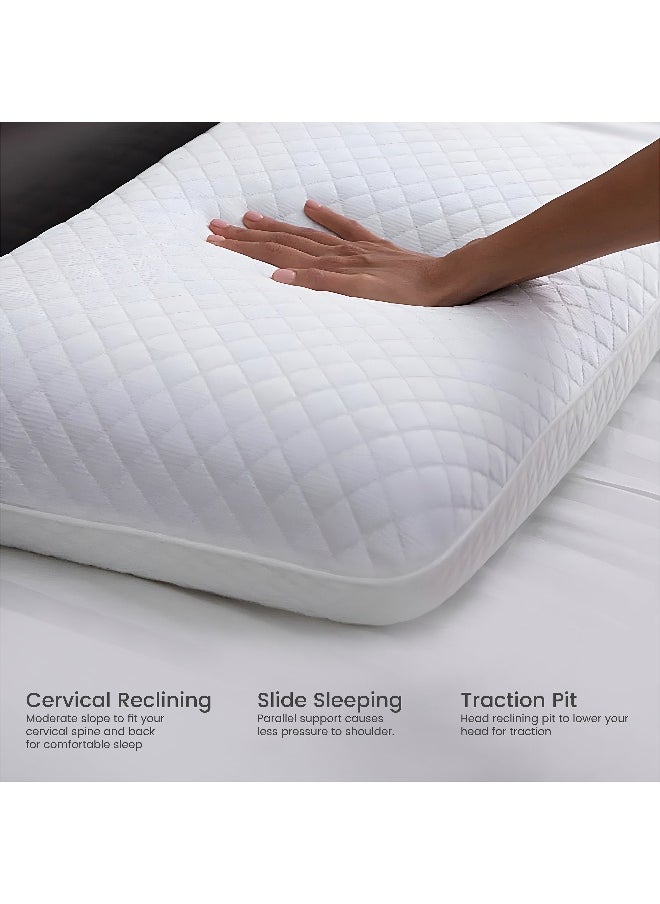 Zenith King Memory Foam Anti-Pressure Pillow For Relaxing Sleep with Removble and Washable White Cover 40 cm x 70 cm x 13 cm