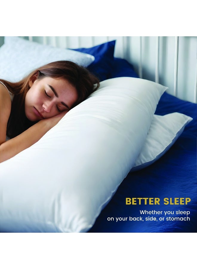 Full Bed Pillow 45 X 145 Cm Extra Smooth White Lightweight Long Body Pillow Soft Breathable And Lightweight For Maternity Support