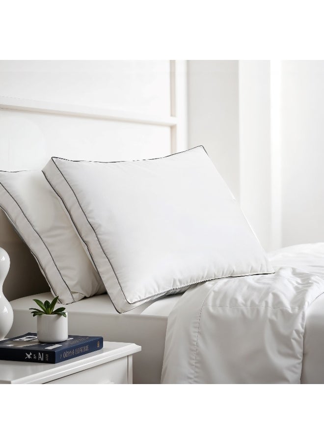Gusset Plush Pillows King Size Set Of 2 ( 50X86Cm /20''X 34'' ) Bed Pillows For Sleeping, Gusset Plushed Pillows For Back, Stomach Or Side Sleepers, Hotel Pillows With Down Alternative Filling