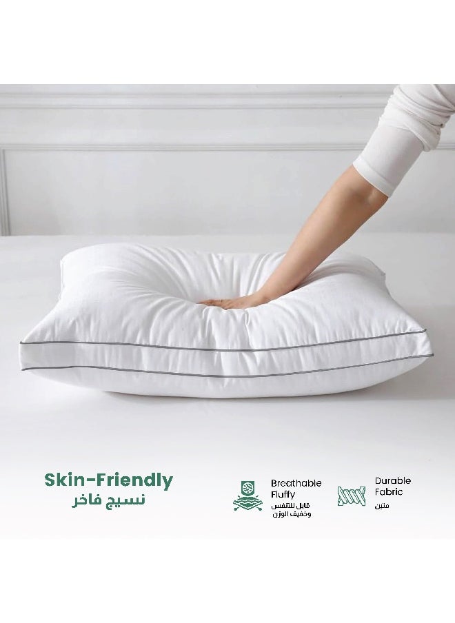Gusset Plush Pillows King Size Set Of 2 ( 50X86Cm /20''X 34'' ) Bed Pillows For Sleeping, Gusset Plushed Pillows For Back, Stomach Or Side Sleepers, Hotel Pillows With Down Alternative Filling