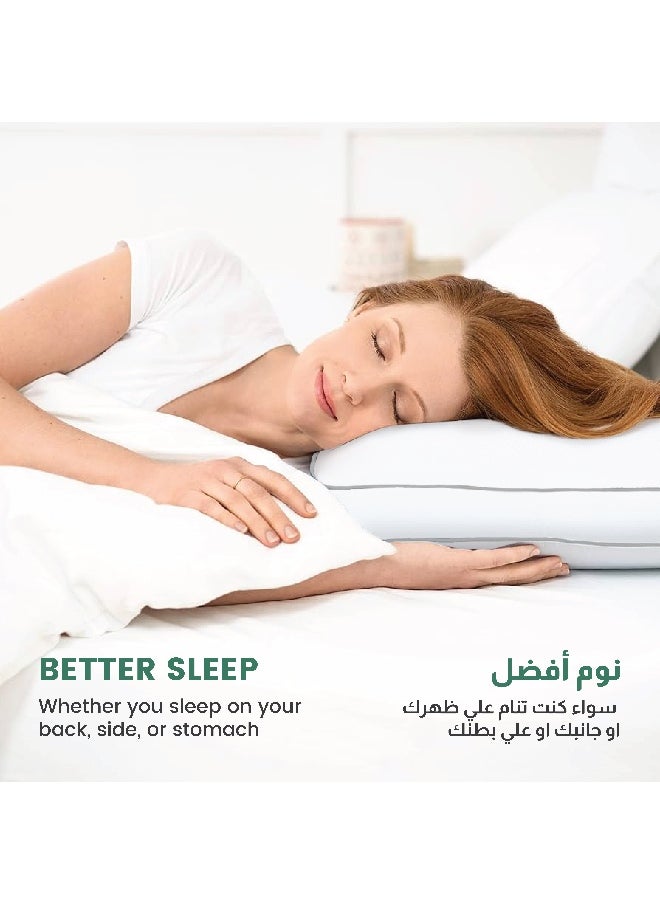 Gusset Plush Pillows Standard Size Set Of 2 (50X70Cm/20”X28”) Bed Pillows For Sleeping, Gusset Plushed Pillows For Back, Stomach Or Side Sleepers, Hotel Pillow With Down Alternative Filling