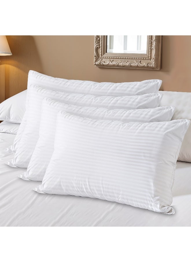 Extra Smooth Stripe Pillow Standard Size 50X70Cm /20''X 28'' Light Weight White Back Sleeper Hotel Quality Pillow , Pack Of 4