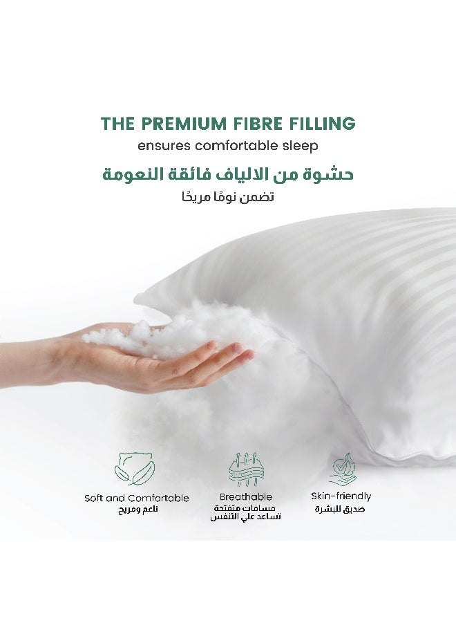 Extra Smooth Stripe Pillow King Size 50X86Cm /20''X 34'' Fluffy White, Back And Side Sleeper Hotel Quality Pillow, Pack Of 2