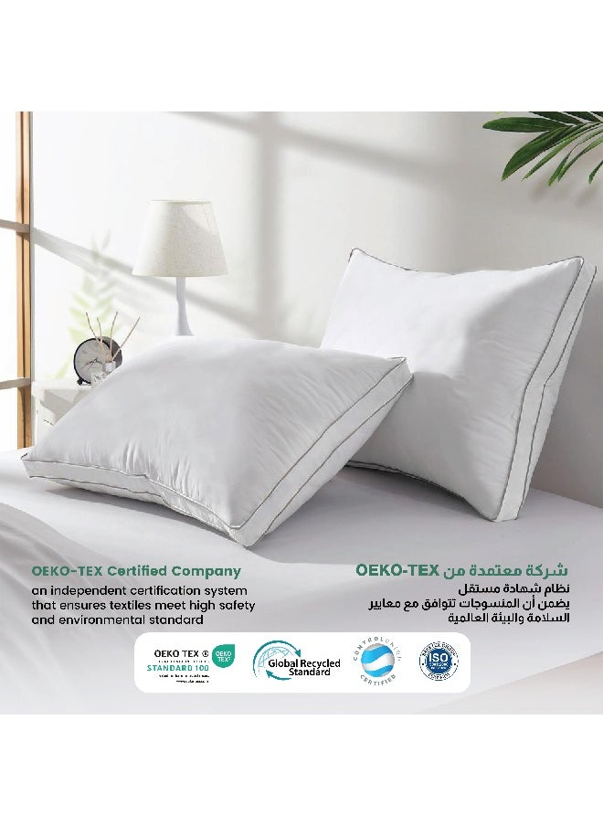 Gusset Plush Pillows Queen Size Set Of 2 ( 50X75Cm/20”X30”) Bed Pillows For Sleeping, Gusset Plushed Pillows For Back, Stomach Or Side Sleepers, Hotel Pillows With Down Alternative Filling