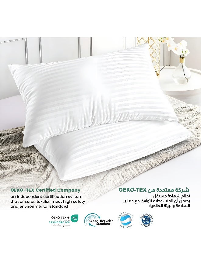 Extra Smooth Stripe Pillow Queen Size 50X75Cm /20''X 30'' Fluffy White, Back And Side Sleeper Hotel Quality Pillow , Pack Of 4