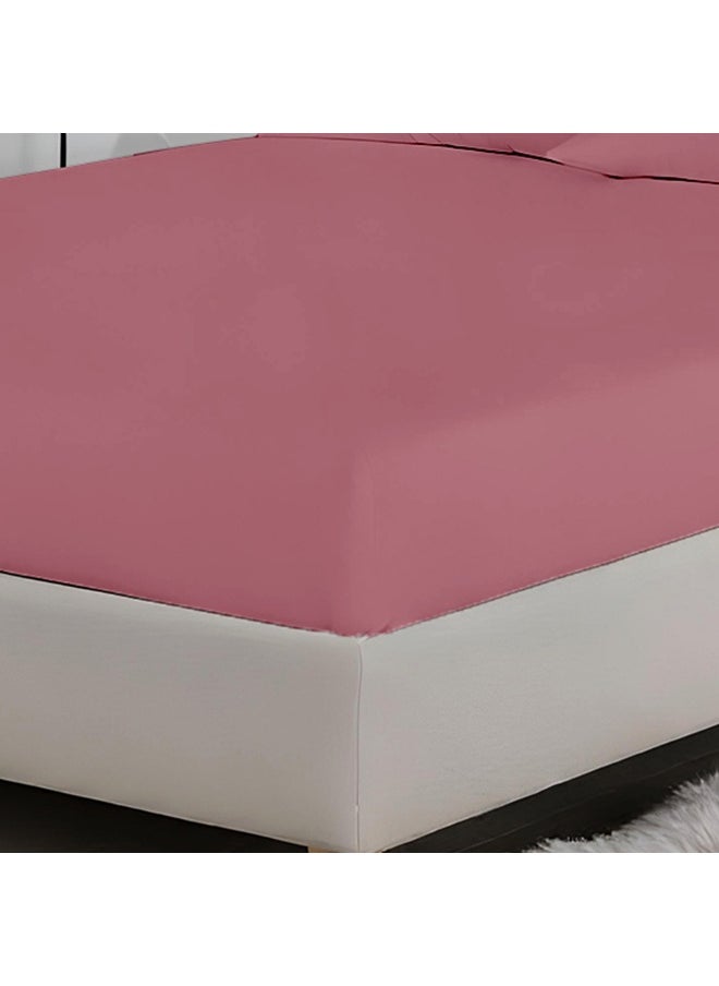 3-Piece Mauve Plush 180X200+30Cm Fitted Bedsheet Set Includes 1 Deep Pocket Fitted Bedsheet And 2 Pillow Covers, Breathable And Machine Washable