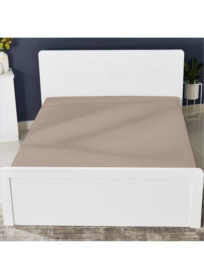 Stripe Fitted Sheet Set Superking 200X 200+30 Cm + 2 Pillowcases 50 X 75 Cm Brushed Microfiber Premium Durable Quality Deep Pocket For A Perfect Fit Shrinkage Fade Resistant Brown