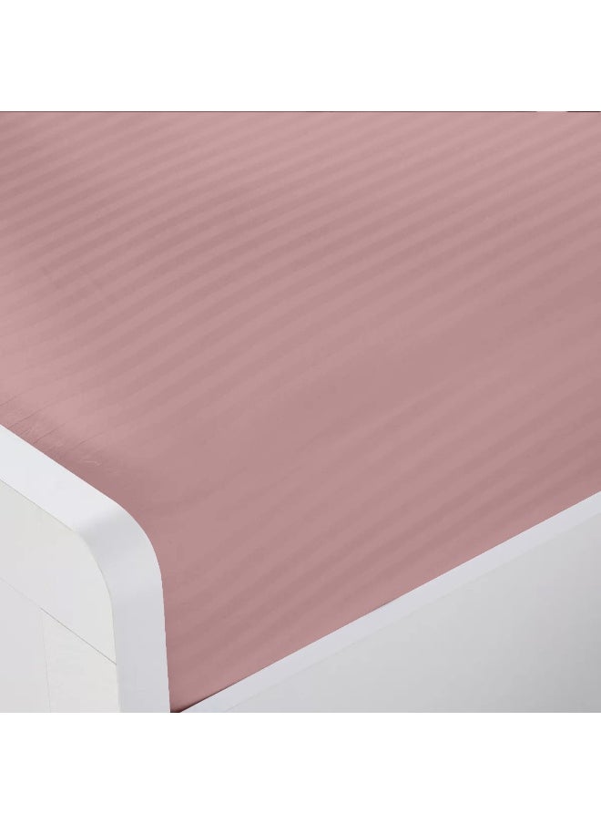 Stripe Fitted Sheet Set Twin 120 X 200+25 Cm + 2 Pillowcases 50 X 75 Cm Brushed Microfiber Premium Durable Quality Deep Pocket For A Perfect Fit Shrinkage Fade Resistant Peach