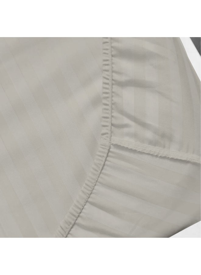 REST Stripe Fitted Sheet Set Single 90 x 190+20 cm + 2 Pillowcases 50 x 75 cm Brushed Microfiber Premium Durable Quality Deep Pocket for a Perfect Fit Shrinkage Fade Resistant Lt. Brown