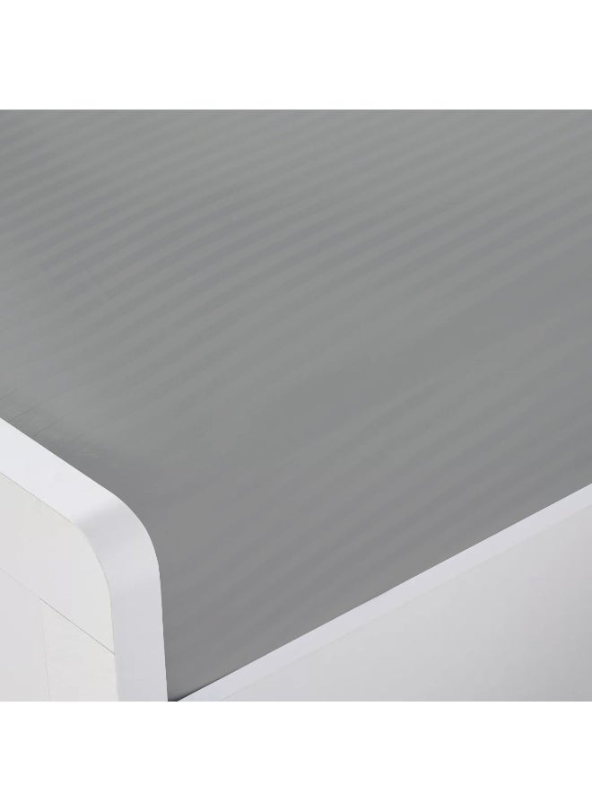 REST Stripe Fitted Sheet Set Twin 120 x 200+25 cm + 2 Pillowcases 50 x 75 cm Brushed Microfiber Premium Durable Quality Deep Pocket for a Perfect Fit Shrinkage Fade Resistant Grey