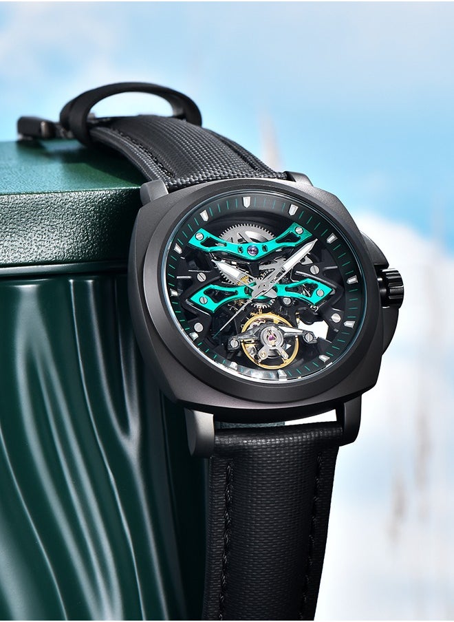 Automatic Watches for Men Skeleton Dial 100M Waterproof Leather Men's Mechanical Watch Elegant Gifts for Men