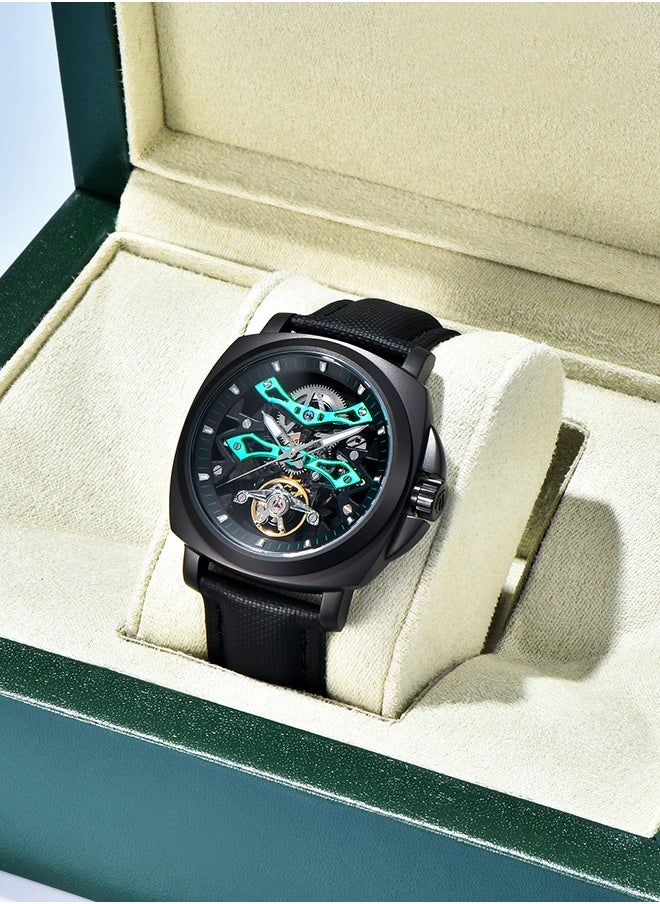 Automatic Watches for Men Skeleton Dial 100M Waterproof Leather Men's Mechanical Watch Elegant Gifts for Men