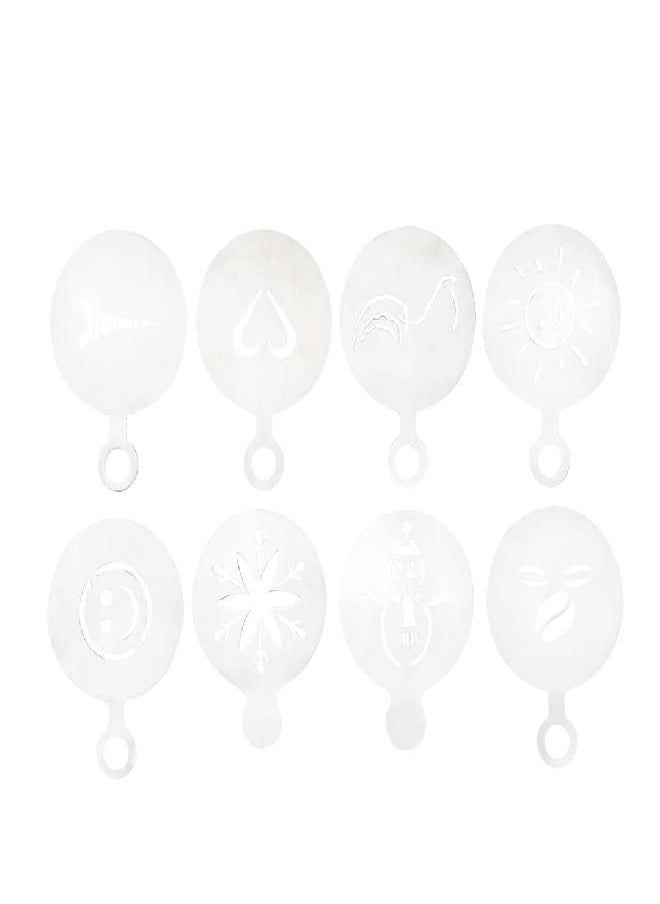 Restaurantware Restpresso 4.75 Inch Latte Stencil Set, 8 Heat-Resistant Coffee Stencils - Coffee Art Templates, Decorate Cupcakes, Cakes, or Cookies, Stainless Steel Cappuccino Stencil Set