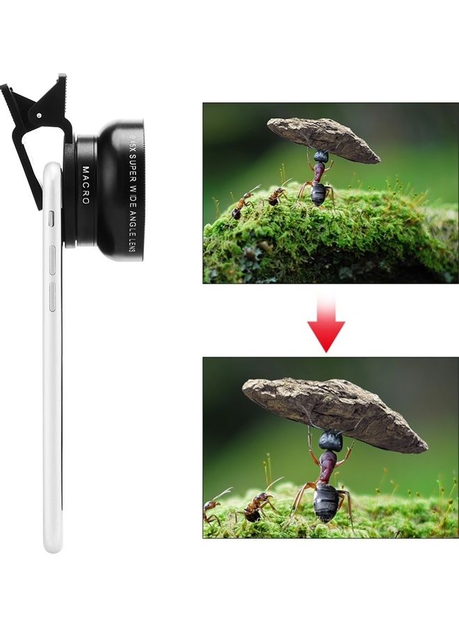 Universal Mobile Phone 0.45X Wide Angle 12.5X Macro HD Lens for iPhone Android 13 x 8.5 x 5cm Silver/Black