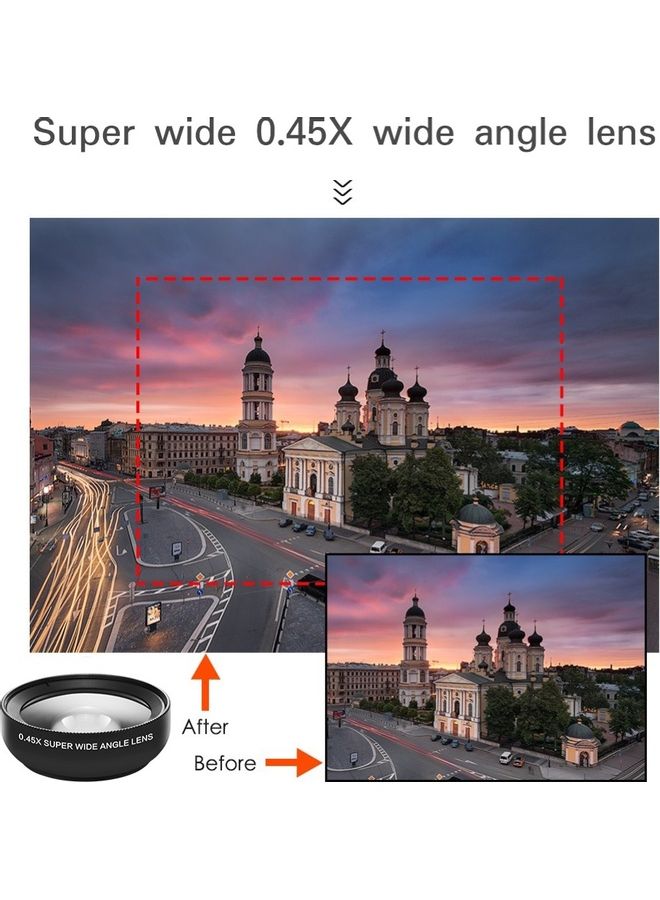 Universal Mobile Phone 0.45X Wide Angle 12.5X Macro HD Lens for iPhone Android 13 x 8.5 x 5cm Silver/Black