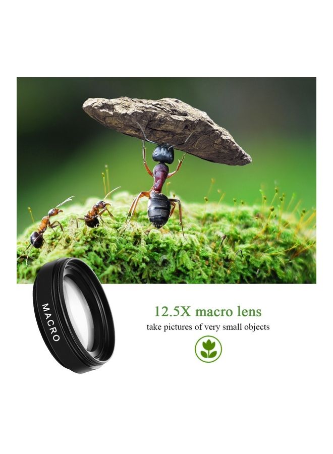 Universal Mobile Phone 0.45X Wide Angle 12.5X Macro HD Lens for iPhone Android 13 x 8.5 x 5cm Silver/Black