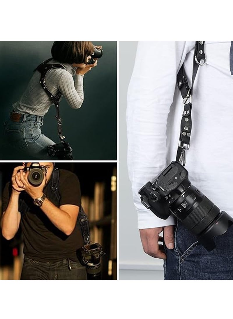 Adando Camera Shoulder Strap Adjustable Leather Camera Strap Extra Long Leather Camera Strap Double Shoulder Camera Harness Anti-slip DSLR Camera Neck Straps Camera Strap Accessories
