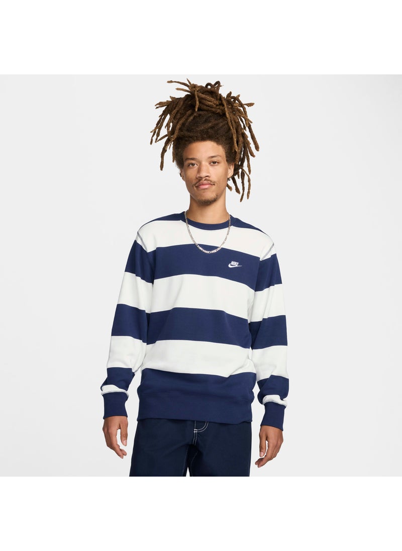 Men's Club Fleece Striped Heavyweight Crew