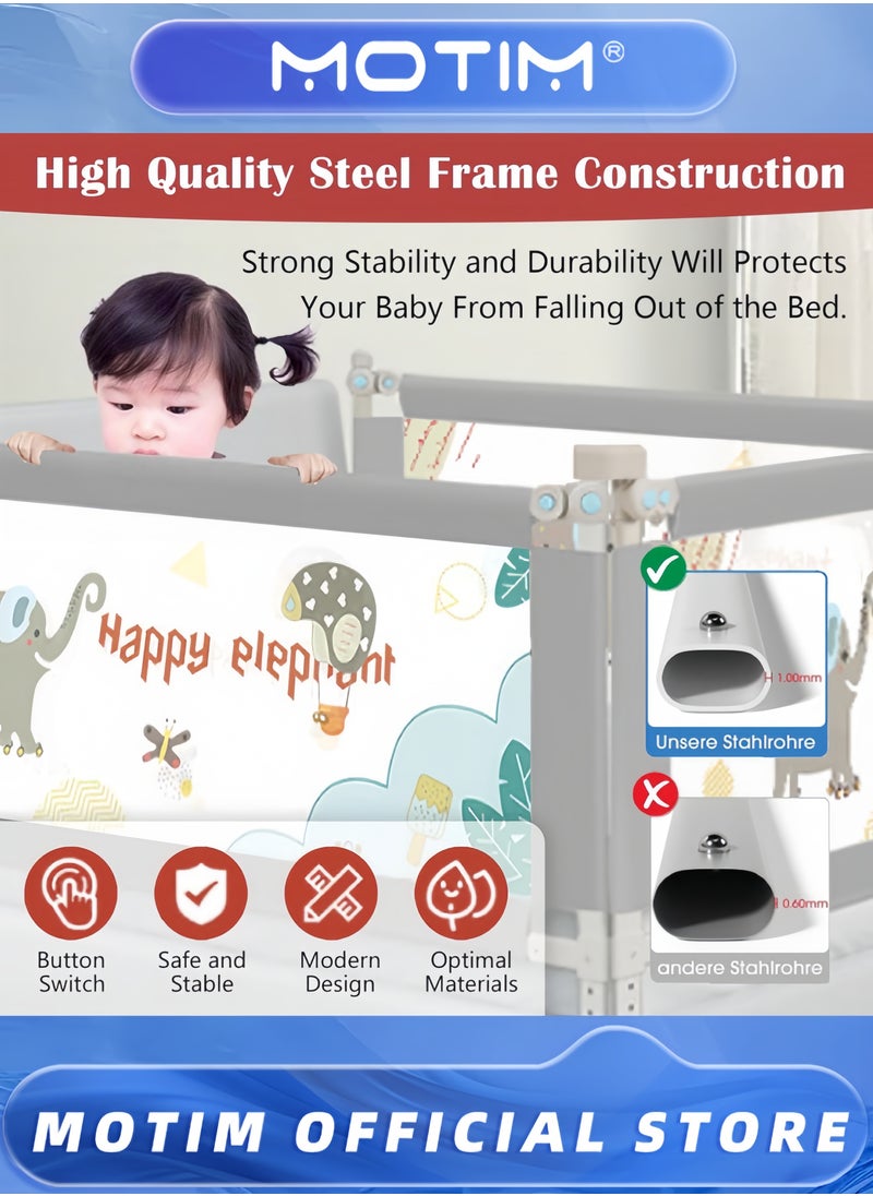 Bed Rail Guard for Kids Upgrade Reinforced Safety Soft Fence Protector Free Combination Height Adjustable Children Bed Rail Guard (Grey, 1.8M)