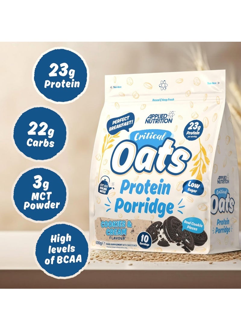 Critical Oats Advanced Protein Porridge - Whey Protein Powder Blend with Wholegrain Oats & ISO-XP Protein Isolate, Amino Acids, Cookies and Cream, 600g