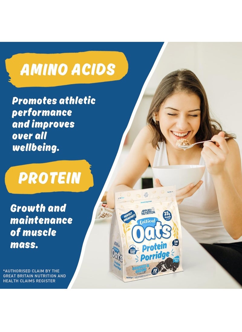 Critical Oats Advanced Protein Porridge - Whey Protein Powder Blend with Wholegrain Oats & ISO-XP Protein Isolate, Amino Acids, Cookies and Cream, 600g