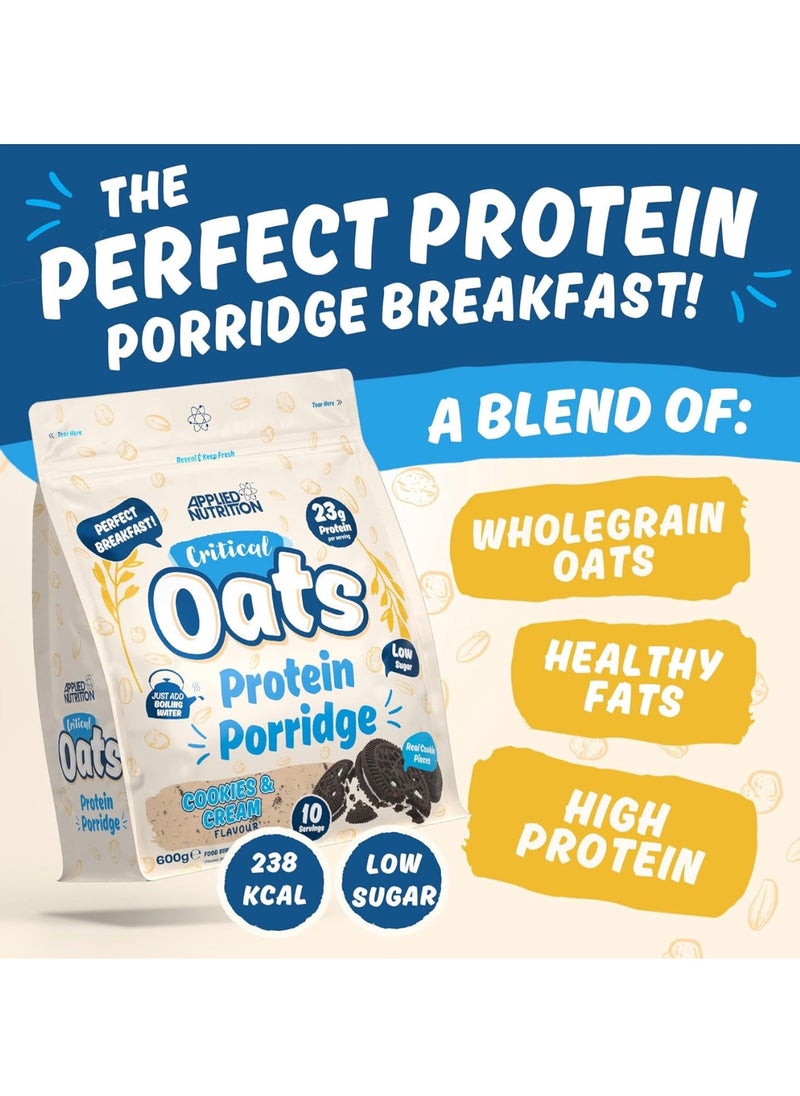 Critical Oats Advanced Protein Porridge - Whey Protein Powder Blend with Wholegrain Oats & ISO-XP Protein Isolate, Amino Acids, Cookies and Cream, 600g
